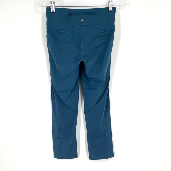 Lululemon Hot Pursuit High Rise Crop 21" Size 6 Petrol Blue - Picture 2 of 8